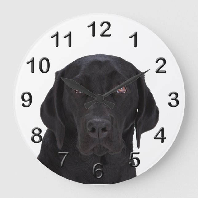 Black Labrador Retriever Große Wanduhr (Vorderseite)