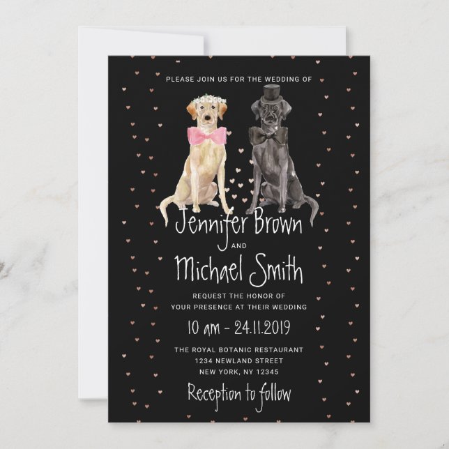 Black Labrador Retriever Hochzeit Einladung (Vorderseite)