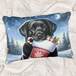 Black Labrador Retriever Holiday Puppy Dog Zierkissen