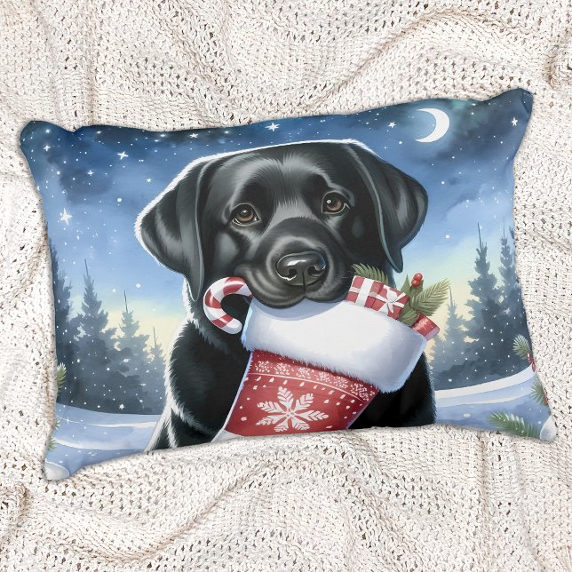 Black Labrador Retriever Holiday Puppy Dog Zierkissen (Von Creator hochgeladen)