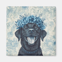 Black Labrador Retriever Hund Blue Floral Kitchen