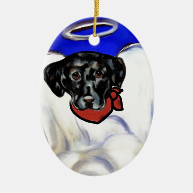 Black Labrador Retriever Keramik Ornament (Vorne)