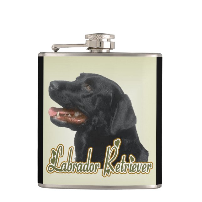 Black Labrador Retriever Kunstgeschenke Flachmann (Vorderseite)