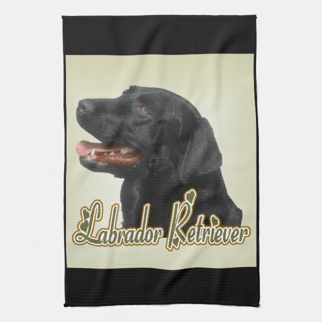 Black Labrador Retriever Kunstgeschenke Geschirrtuch (Vertikal)