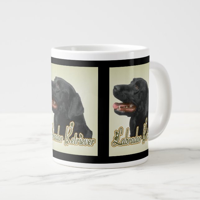 Black Labrador Retriever Kunstgeschenke Jumbo-Tasse (Vorderseite Rechts)