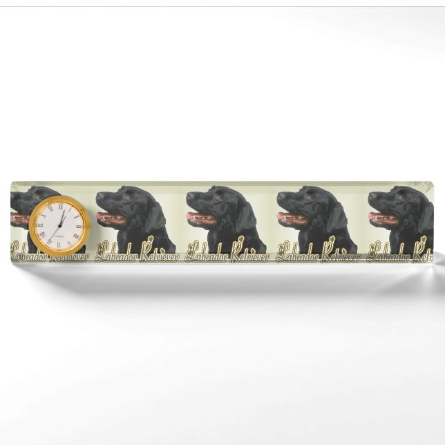 Black Labrador Retriever Kunstgeschenke Namensplakette (Vorderseite)