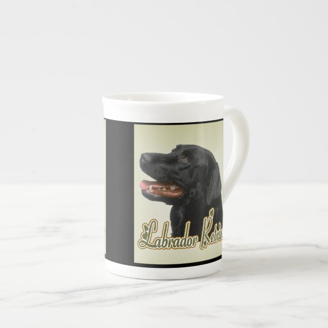 Black Labrador Retriever Kunstgeschenke Prozellantasse (Vorderseite Rechts)