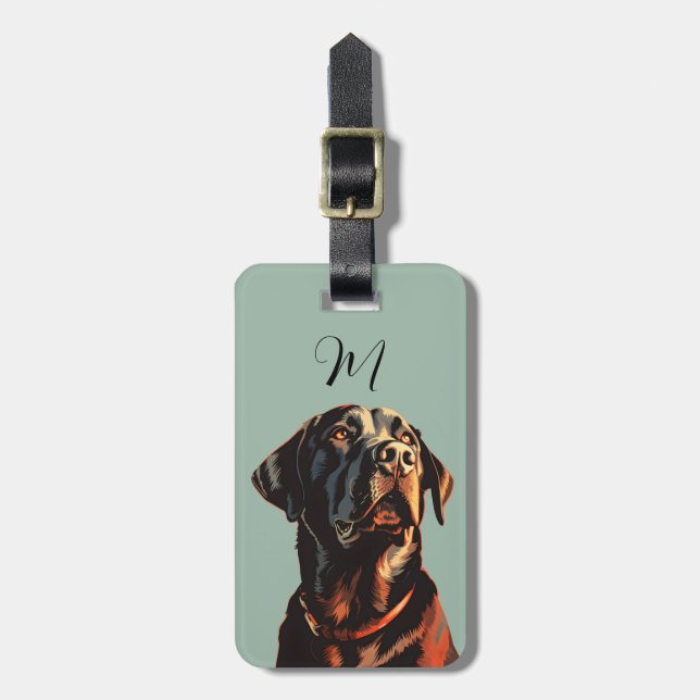 Black Labrador Retriever Luggage Tag Gepäckanhänger (Vorderseite vertikal)