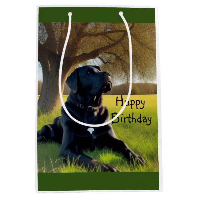 Black Labrador Retriever Mittlere Geschenktüte (Vorderseite)