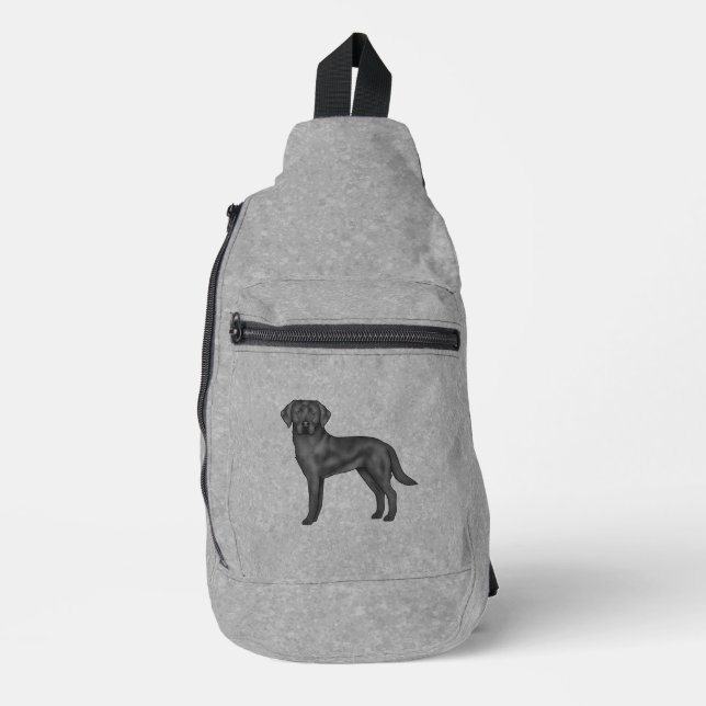 Black Labrador Retriever Niedlich Cartoon Labrador Crossbody Bag (Vorderseite)