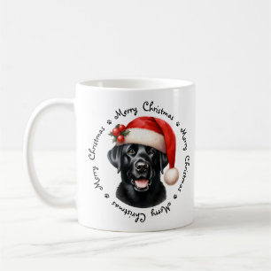 Black Labrador Retriever Niedlich Frohe Weihnachte Kaffeetasse