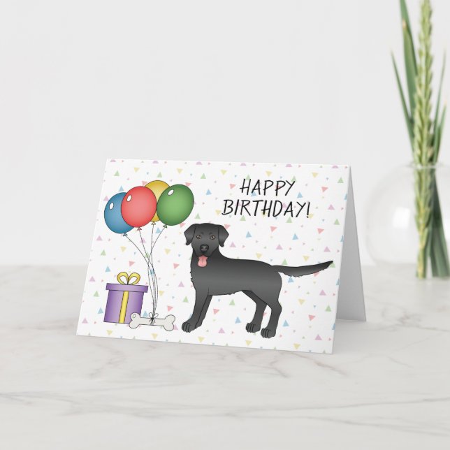 Black Labrador Retriever Niedlich Hund Happy Birth Karte (Vorderseite)