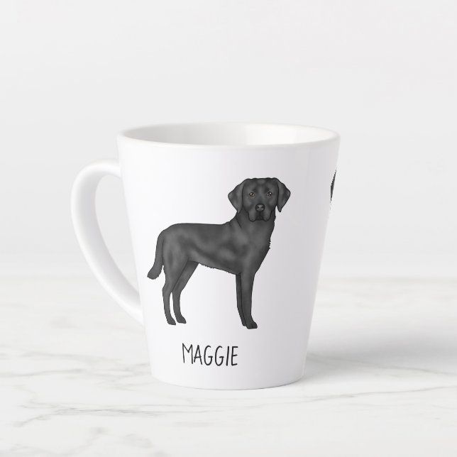 Black Labrador Retriever Niedlicher Hund Design Ih Milchtasse (Linke Ecke)