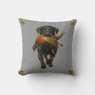 Black Labrador Retriever & Pheasant throw cushion Kissen