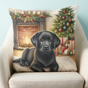 Black Labrador Retriever Puppy Dodge Weihnachten Kissen
