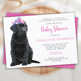 Black Labrador Retriever Puppy Pink Baby Dusche Einladung