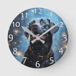 Black Labrador Retriever Runde Wanduhr