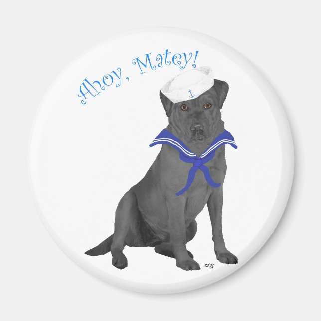 Black Labrador Retriever Sailor Magnet (Vorne)