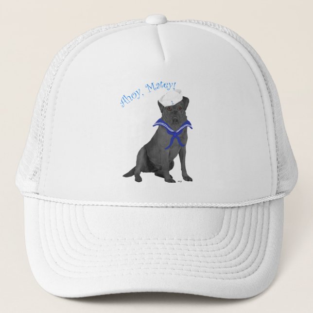 Black Labrador Retriever Sailor Truckerkappe (Vorderseite)