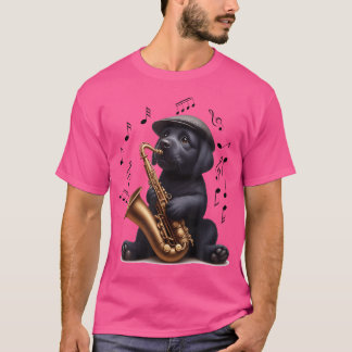 Black Labrador Retriever Saxophone Jazz Splash & S T-Shirt