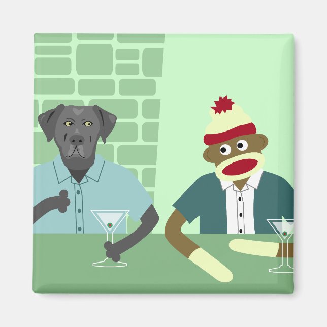 Black Labrador Retriever & Sock Monkey Magnet (Vorne)