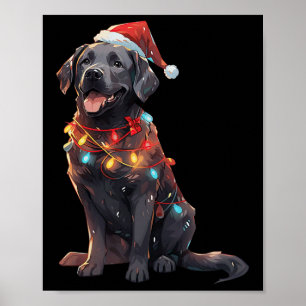 Black Labrador Retriever Weihnachtsmannmütze Chris Poster