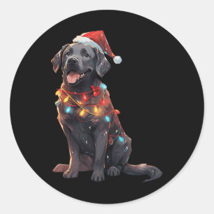 Black Labrador Retriever Weihnachtsmannmütze Chris Runder Aufkleber