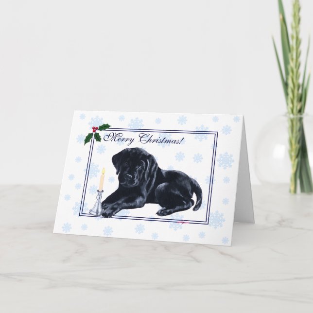 Black Labrador Retriever Weihnachtsschneeflocke Feiertagskarte (Vorderseite)