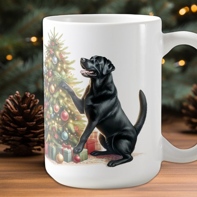 Black Labrador Retriever Weihnachtswelpen Tasse (Von Creator hochgeladen)