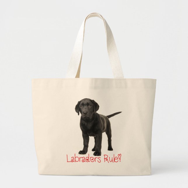 Black Labrador Retriever Welpe Hund Liebe Jumbo Stoffbeutel (Vorne)