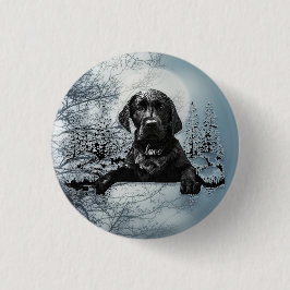 Black Labrador Retriever Welppy T - Shirt Throw Pi Button