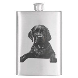 Black Labrador Retriever Welppy T - Shirt Throw Pi Flachmann