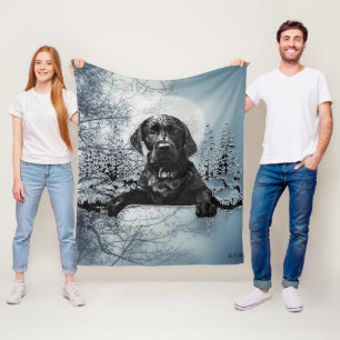 Black Labrador Retriever Welppy T - Shirt Throw Pi Fleecedecke