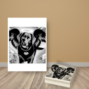 Black Labrador Retriever Wings Pet Loss Gummistempel