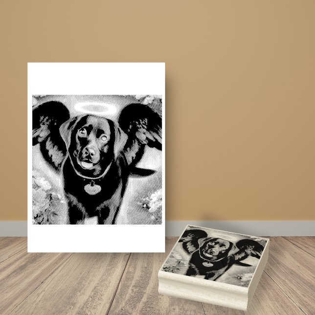 Black Labrador Retriever Wings Pet Loss Gummistempel (Von Creator hochgeladen)