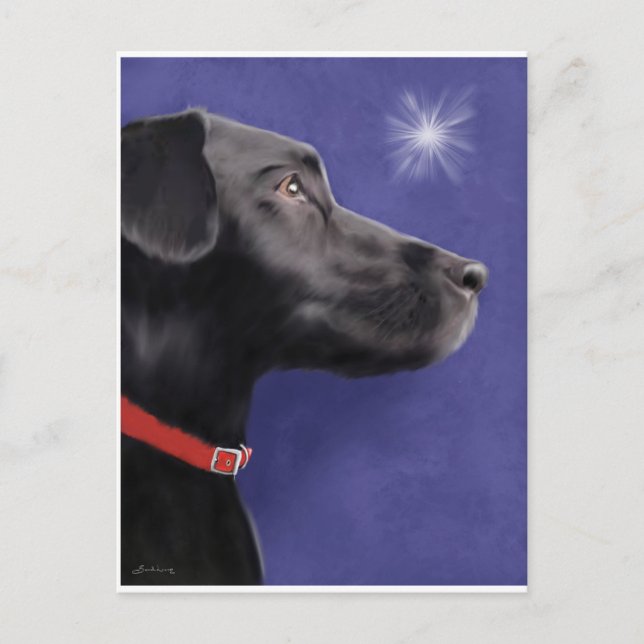 Black Labrador Retriever - Wish Upon a Star Feiertagspostkarte (Vorderseite)