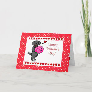 Black Labrador & Rose Valentine Feiertagskarte