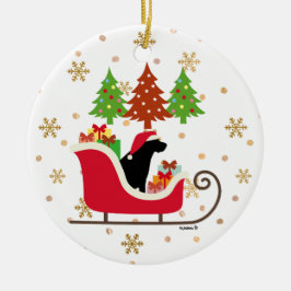 Black Labrador Silhouette Weihnachten Keramik Ornament