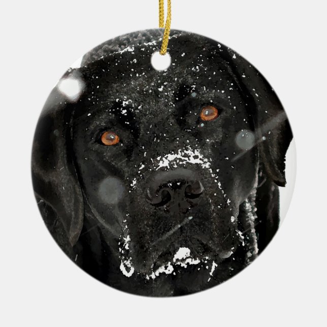 Black Labrador - Snow Globe Keramik Ornament (Vorne)