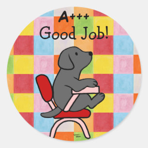 Black Labrador Student 1 Prämienaufkleber Runder Aufkleber