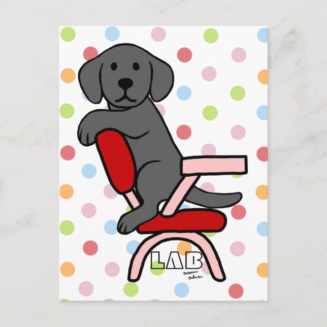 Black Labrador Student 3 Cartoon Postkarte (Vorderseite)