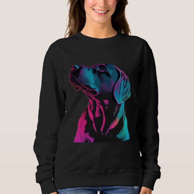 Black Labrador Synthwave 80s Retrowave Aesthetic Sweatshirt (Vorderseite)