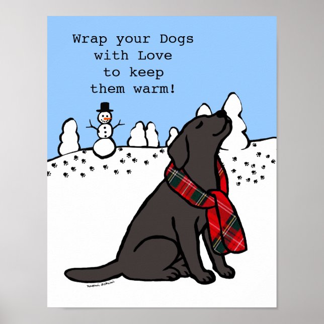 Black Labrador Tartan Scarf Dark Poster (Vorne)