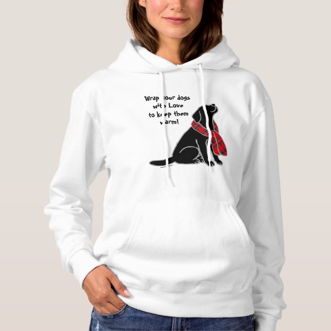 Black Labrador Tartan Scarf Hoodie (Vorderseite)