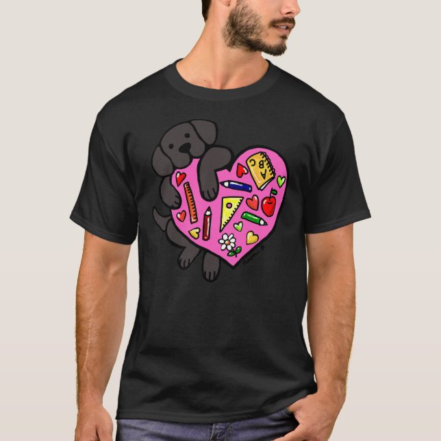 Black Labrador Teacher S Heart T-Shirt (Vorderseite)
