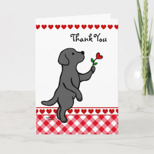 Black Labrador Tiny Heart Blume Cartoon Dankeskarte
