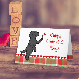Black Labrador Tiny Heart Blume Valentine Feiertagskarte