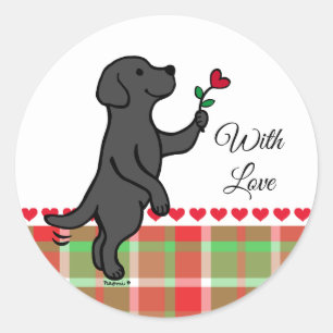 Black Labrador Tiny Heart Blume Valentine Runder Aufkleber