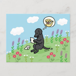 Black Labrador und Brief von einem Freund Postkarte