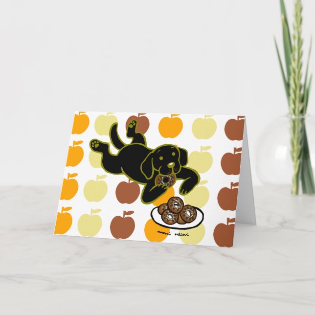 Black Labrador und Doughnut! Karte (Vorderseite)